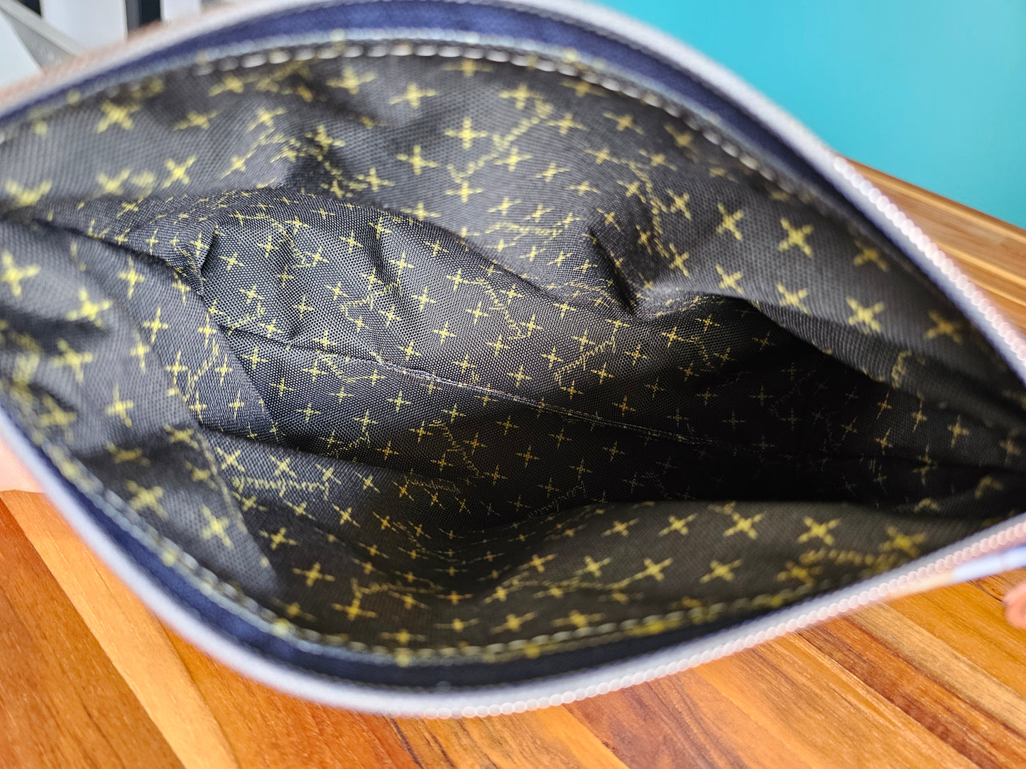 Medium Navy Butterfly Floral Toiletry / Makeup Bag