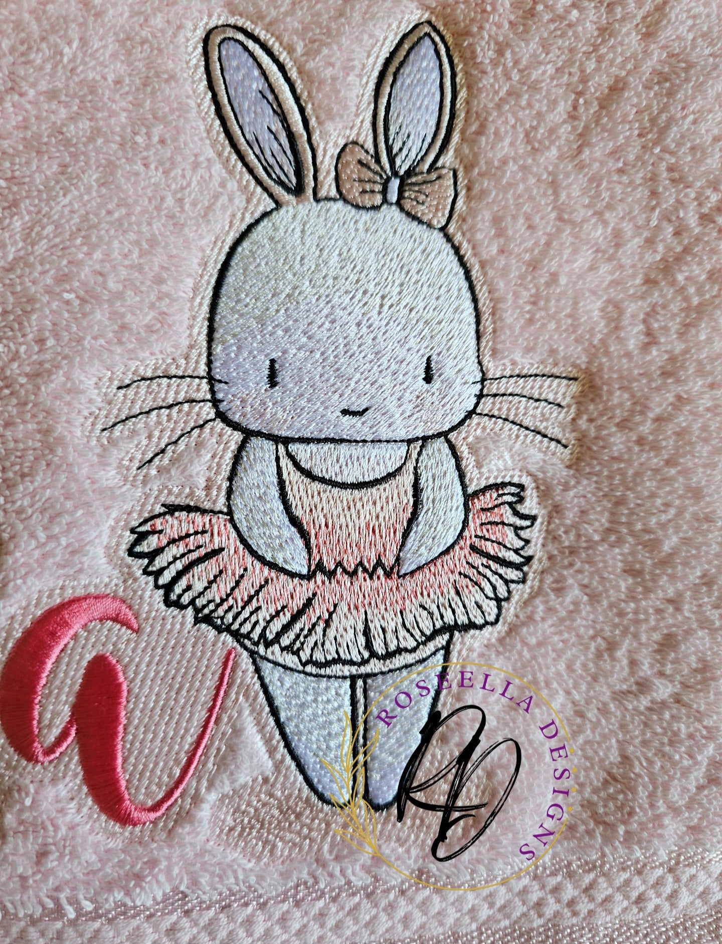 Personalised Embroidered Ballerina Bunny Bath Towel