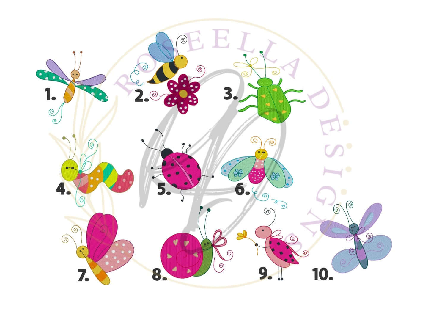 Personalised Embroidered Fancy Bugs Bath Towel (10 Design Options)