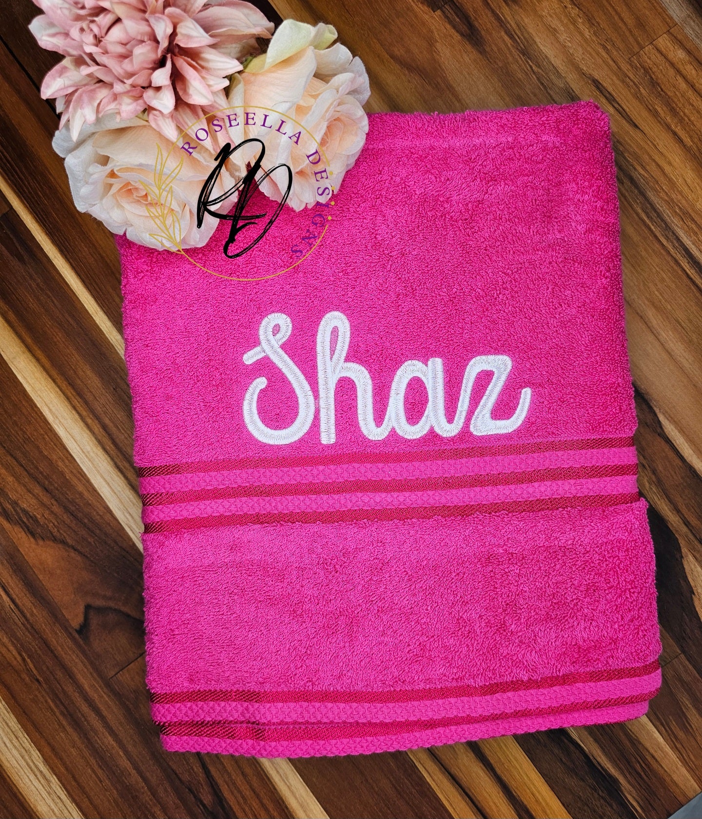 Personalised Embroidered Bath Towel NAME ONLY (15 Font Options)