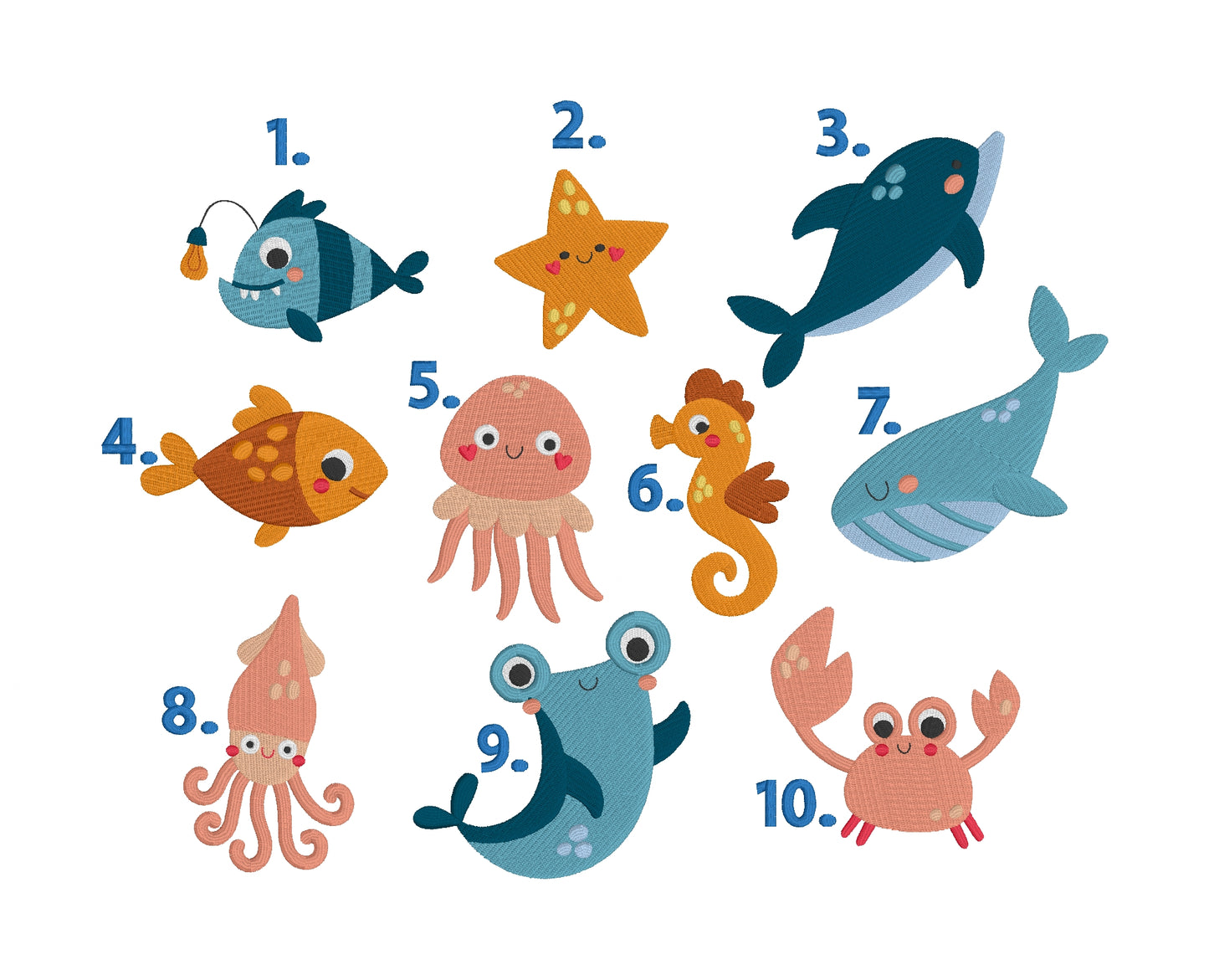 Personalised Embroidered Sea Life Towel (10 Design Options)