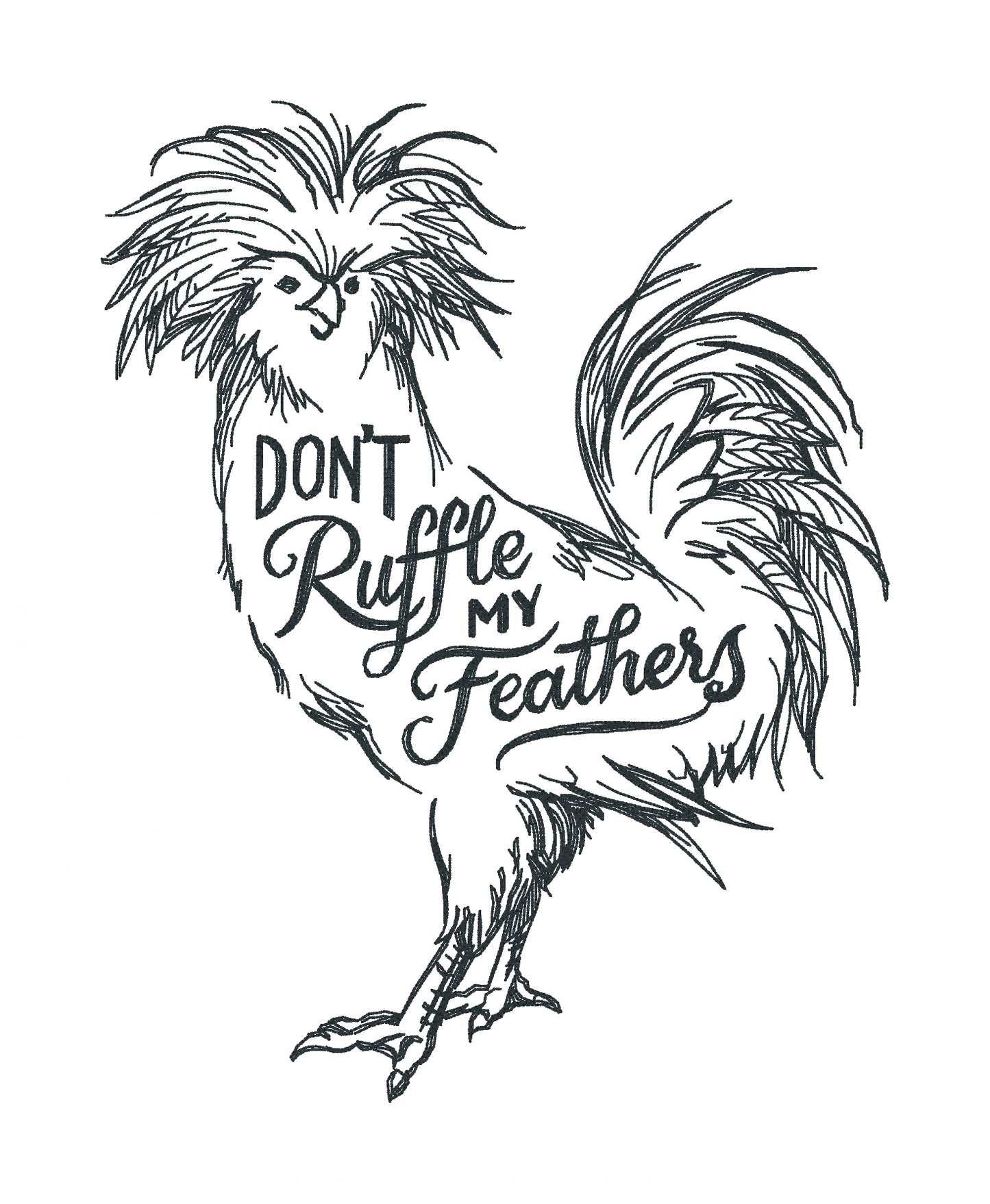 Embroidered Cotton Tea towel "Ruffle My Feathers"