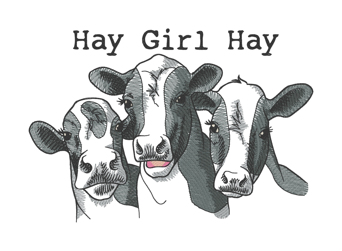 Embroidered Cotton Tea towel "Hay Girl"