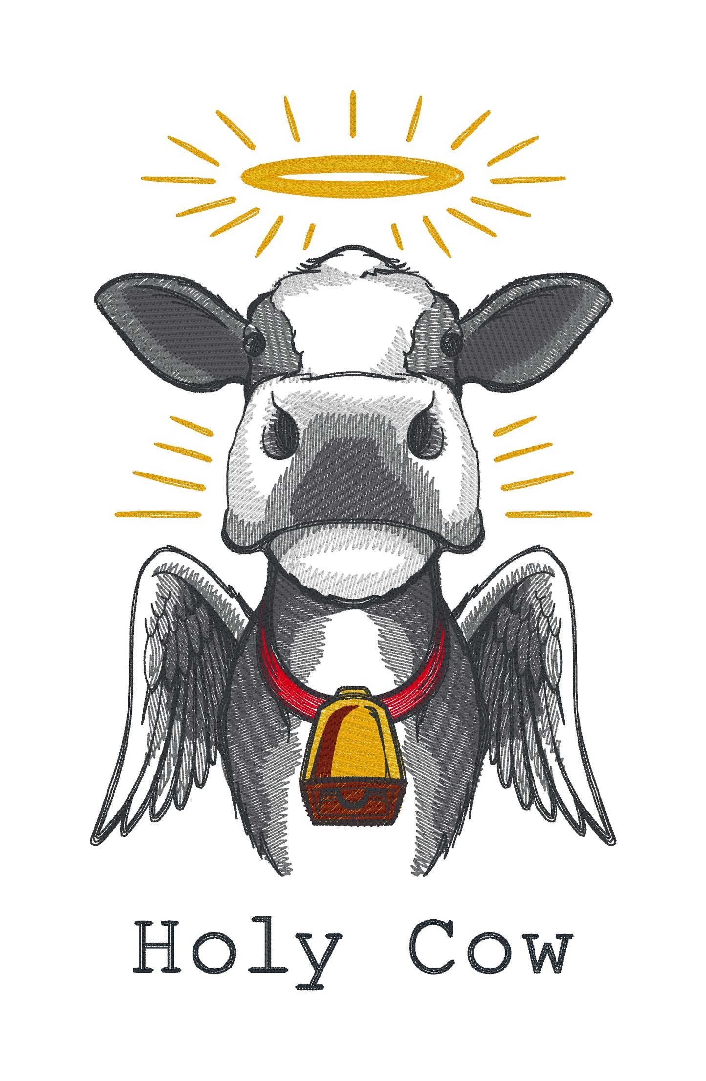 Embroidered Cotton Tea towel "Holy Cow"