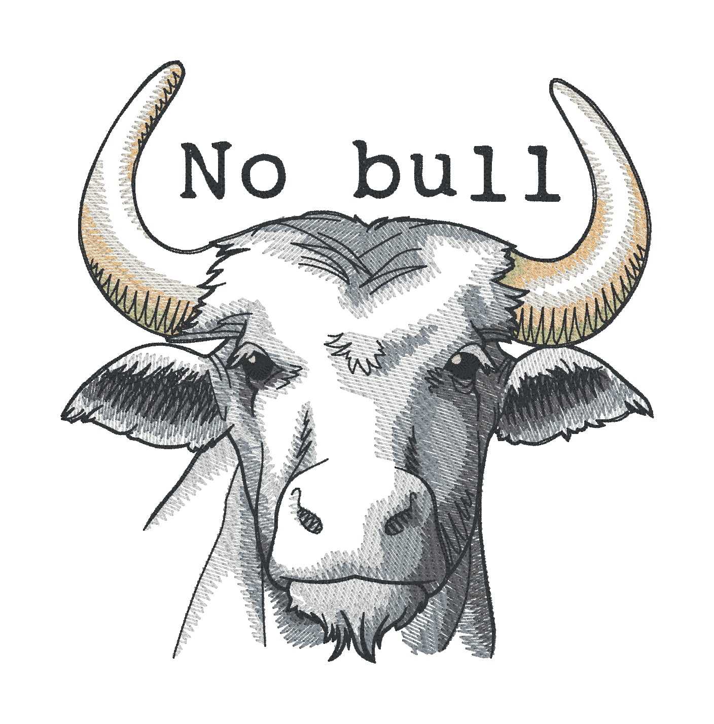 Embroidered Cotton Tea towel "No Bull"