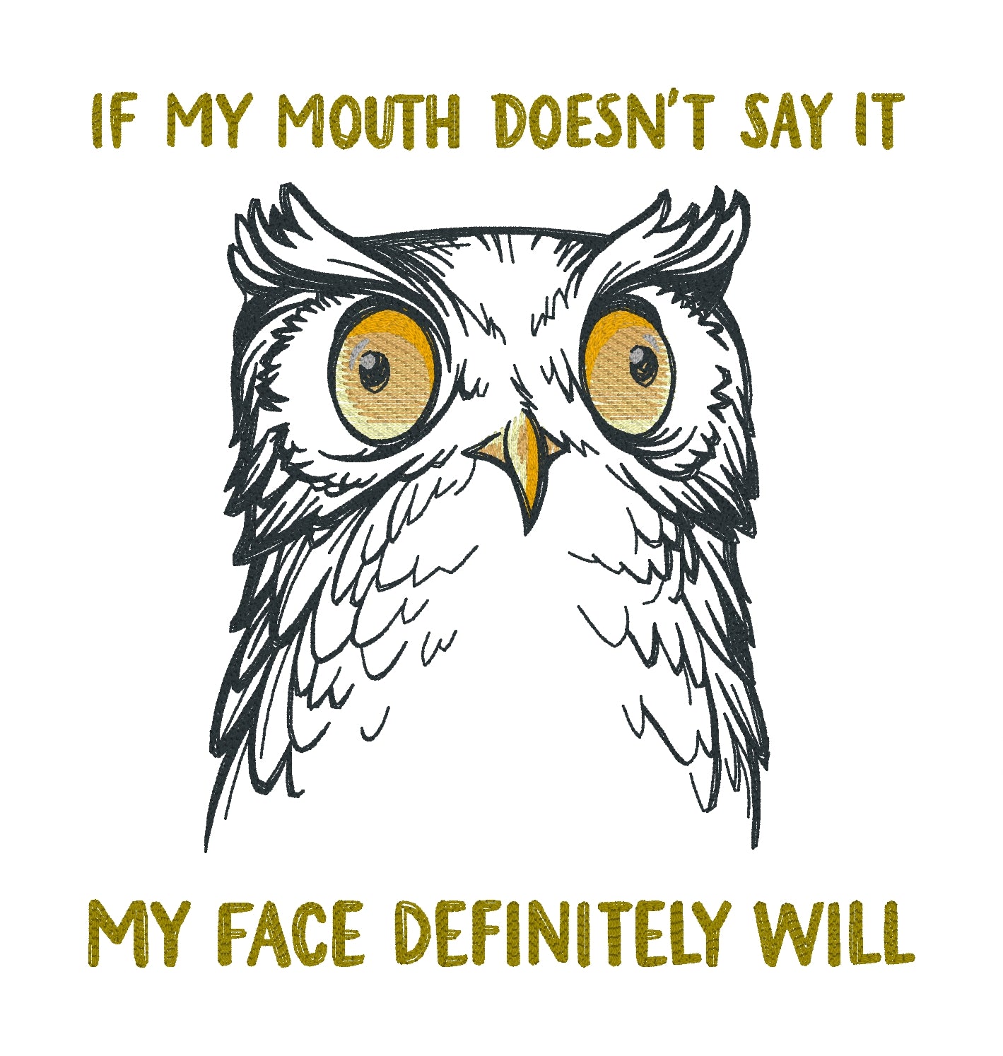 Embroidered Cotton Tea towel "Say It Owl"