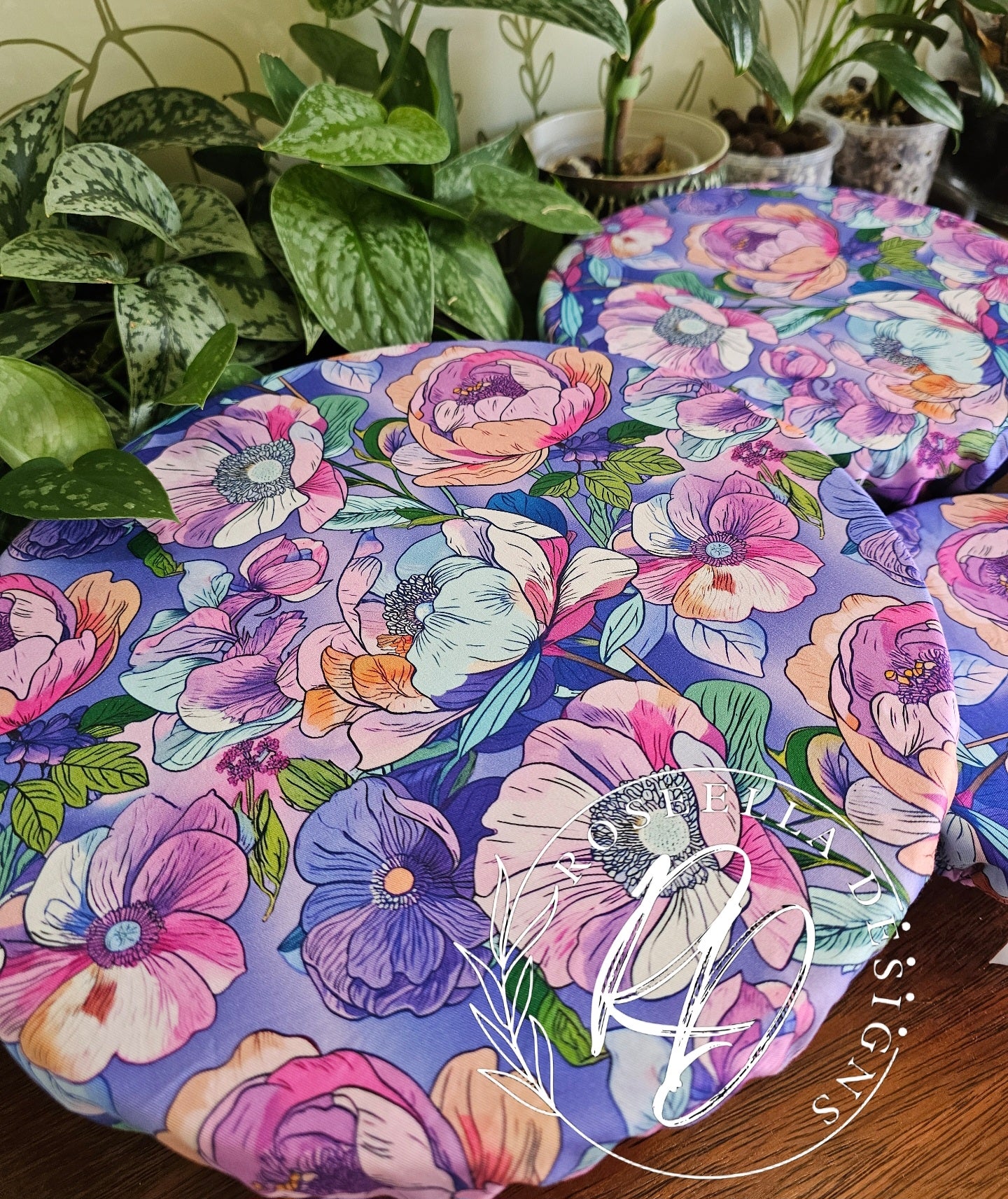 ~Purple Floral ~ Reusable Bowl Cover BUNDLE 4 sizes