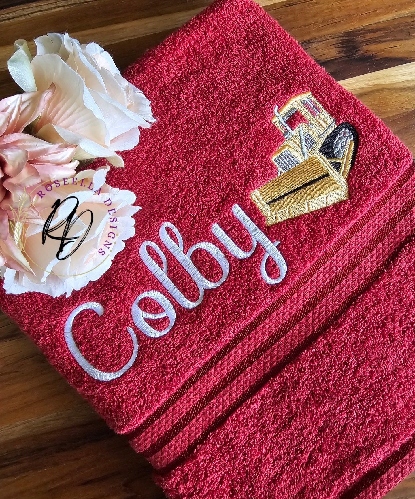 Personalised Embroidered Machinery Bath Towel (6 Design Options)