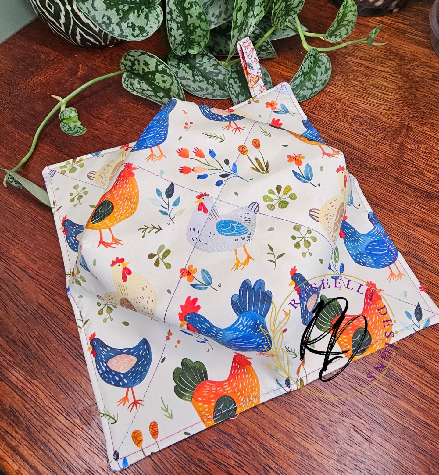 Large ~ Chicken & Floral Bowl Cozy