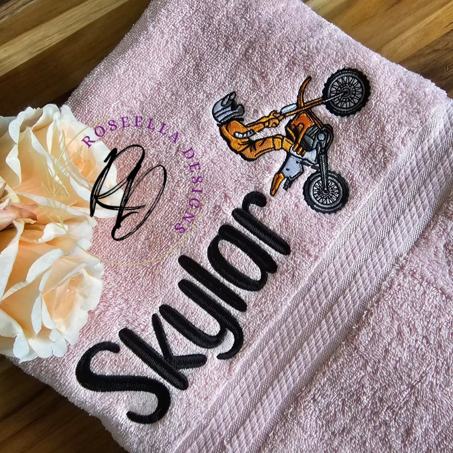 Personalised Embroidered Motocross Bath Towel