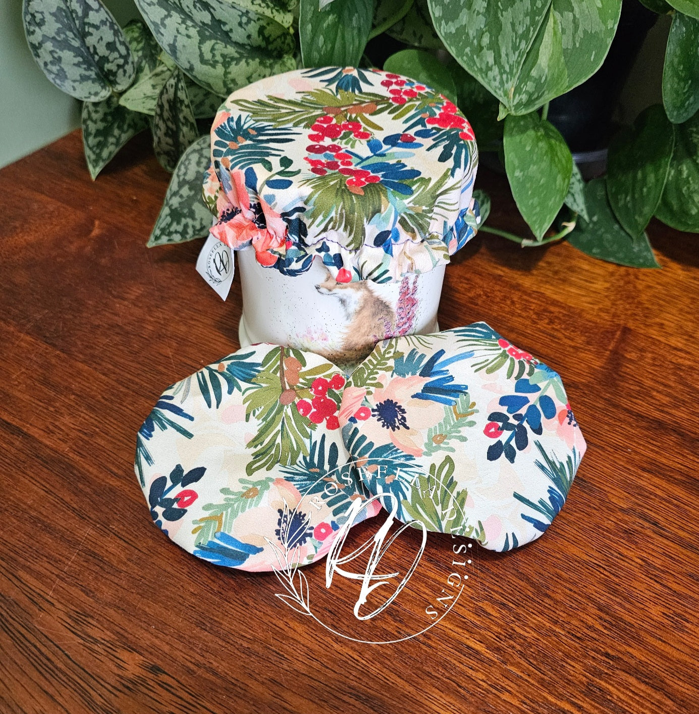 ~Flowers~ Reusable SD Starter Jar Cover XS ~ fits jars up to 11.43cm / 4.5"
