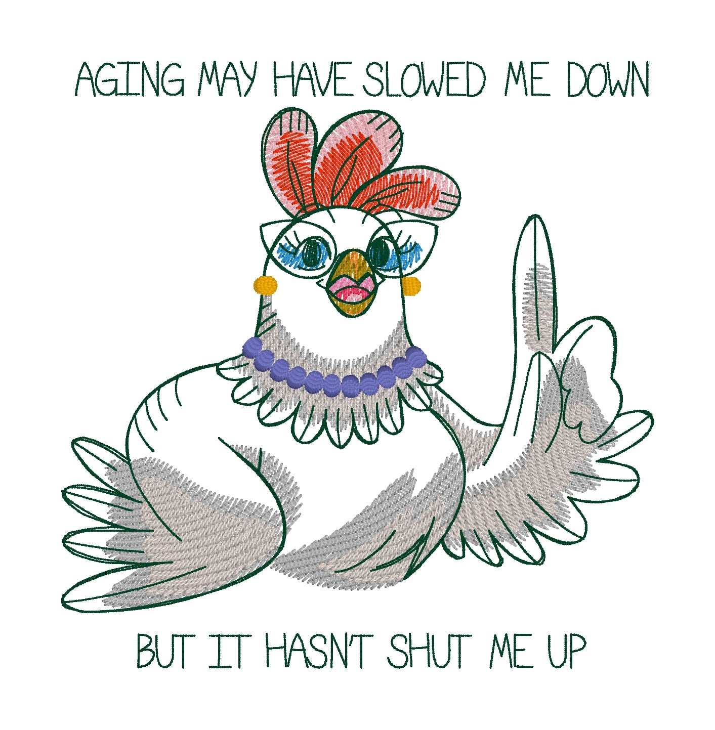 Embroidered Cotton Tea towel "Shut Me Up"