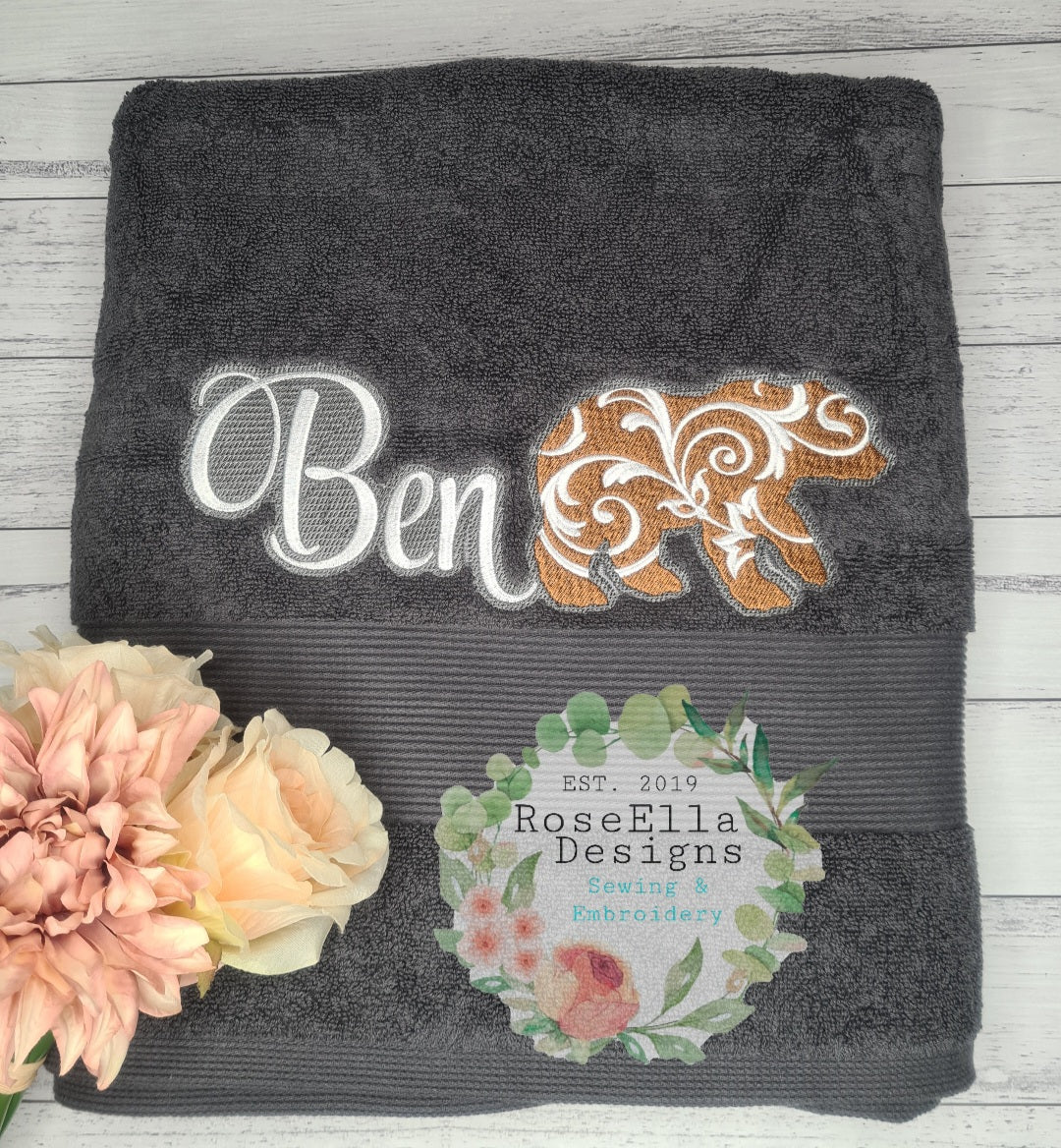 Personalised Embroidered Decorative Bear Bath Towel