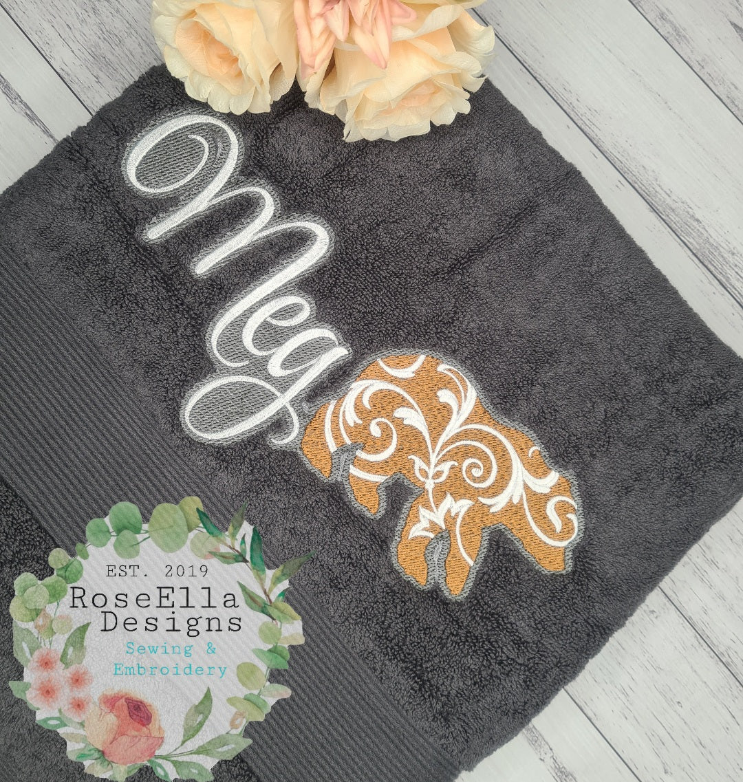 Personalised Embroidered Decorative Bear Bath Towel