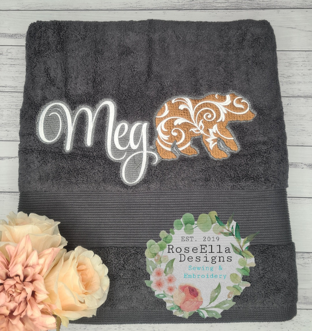 Personalised Embroidered Decorative Bear Bath Towel