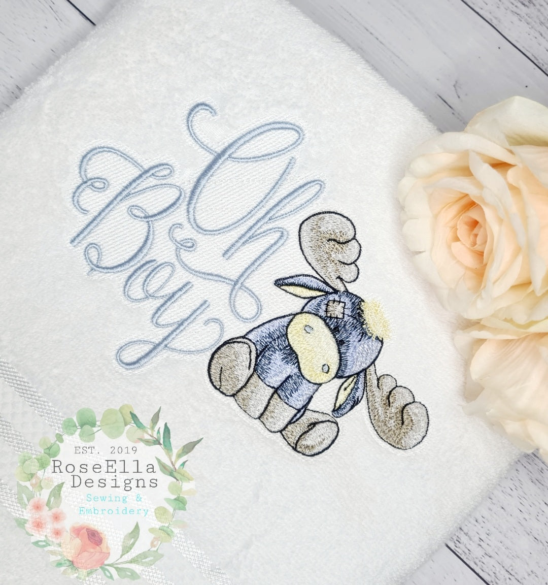 "Oh Boy" Moose Embroidered Bath Towel
