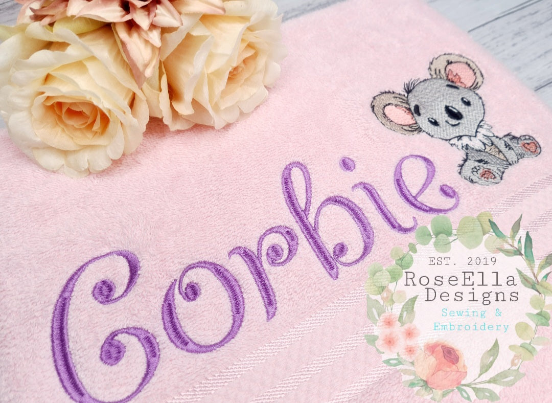 Personalised Embroidered Koala Bath Towel