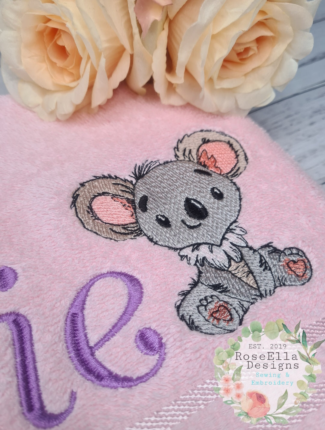 Personalised Embroidered Koala Bath Towel