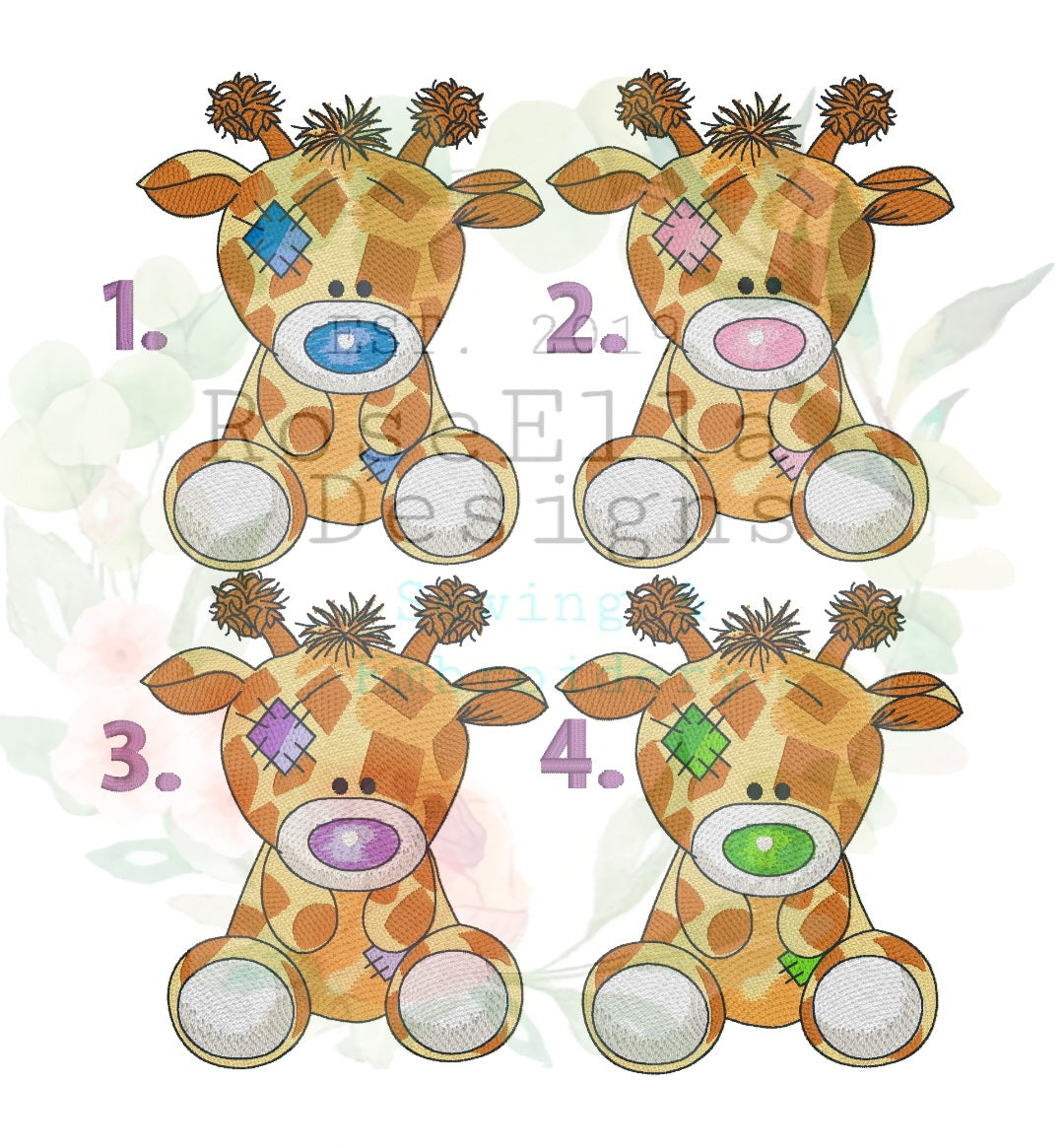 Personalised Embroidered Giraffe Bath Towel (4 Design Colour Options)