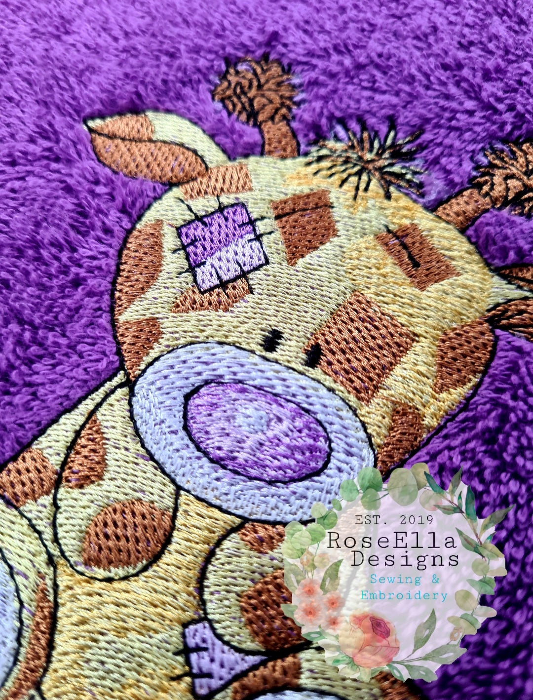 Personalised Embroidered Giraffe Bath Towel (4 Design Colour Options)