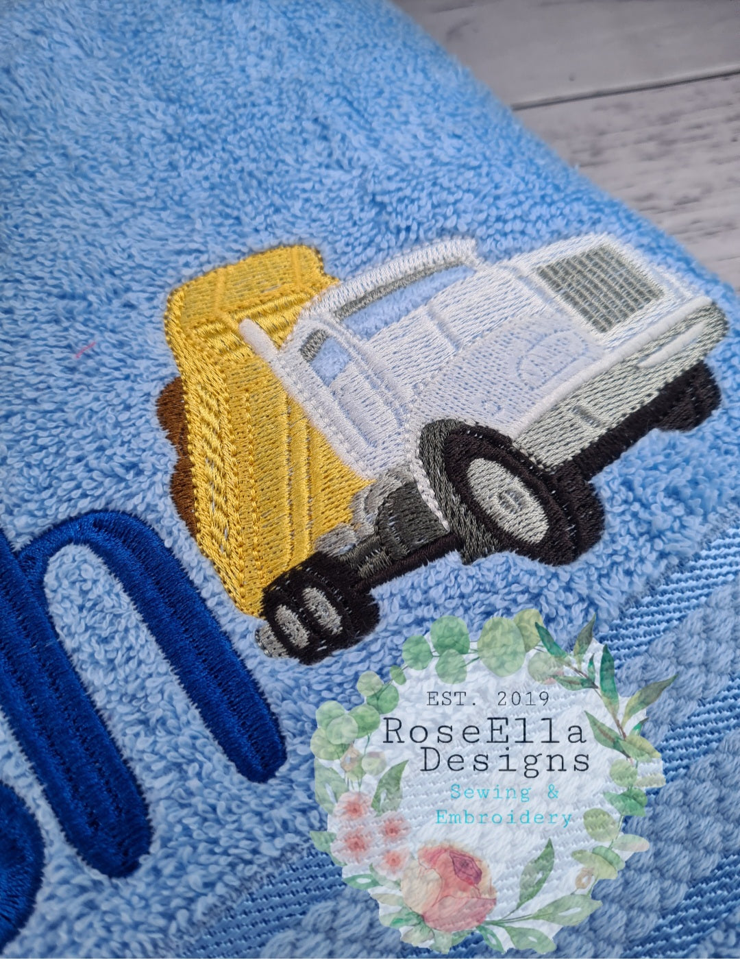 Personalised Embroidered Machinery Bath Towel (6 Design Options)