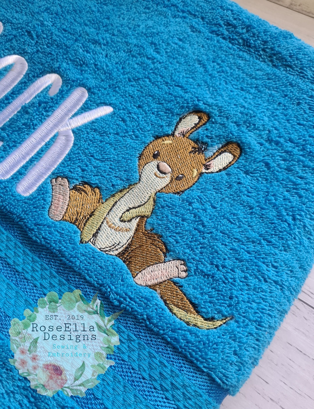 Personalised Embroidered Kangaroo Bath Towel