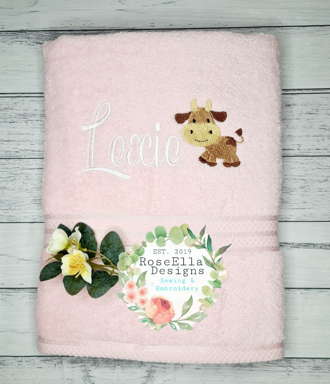 Personalised Embroidered Farm Animals Bath Towel (8 Design Options)