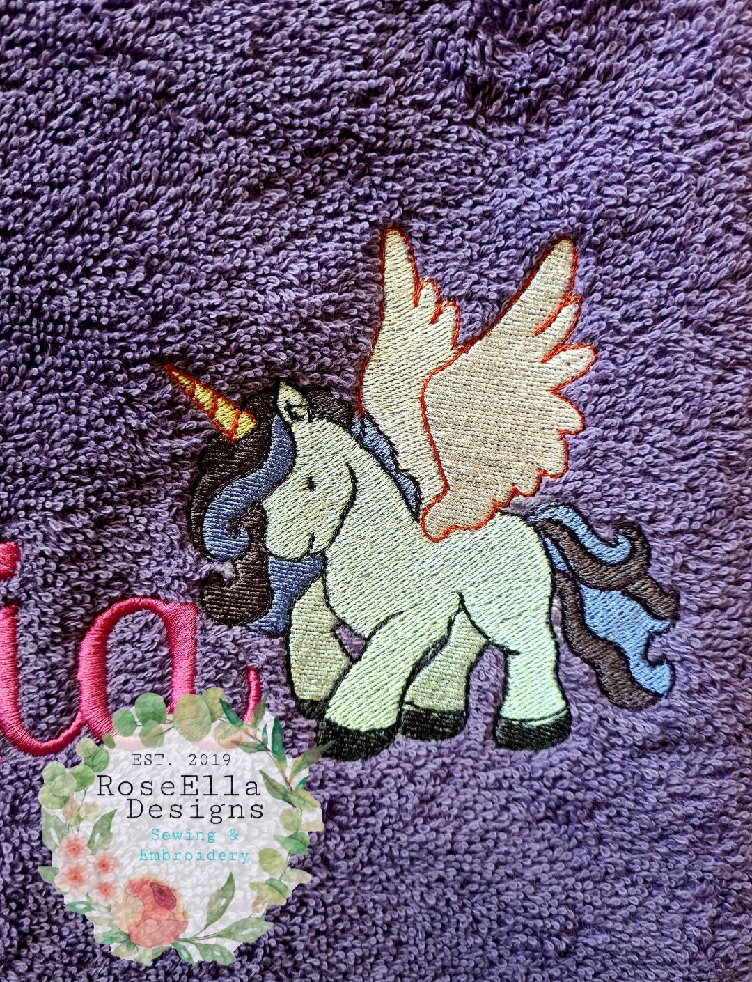Personalised Embroidered Unicorn Bath Towel (12 Design Options)