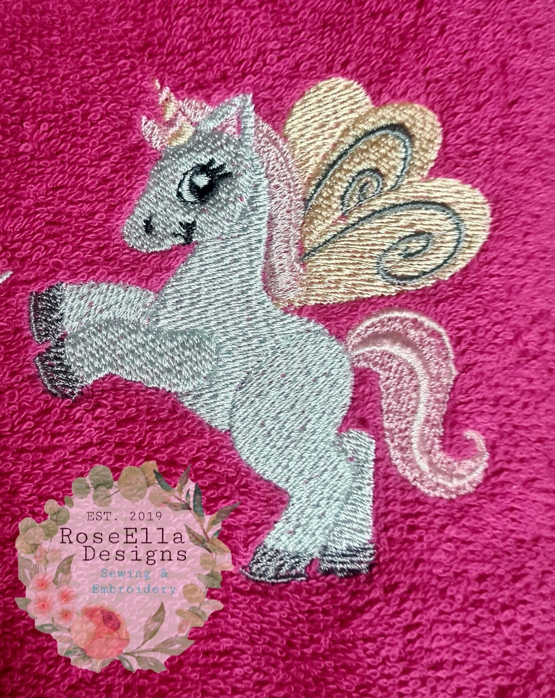 Personalised Embroidered Unicorn Bath Towel