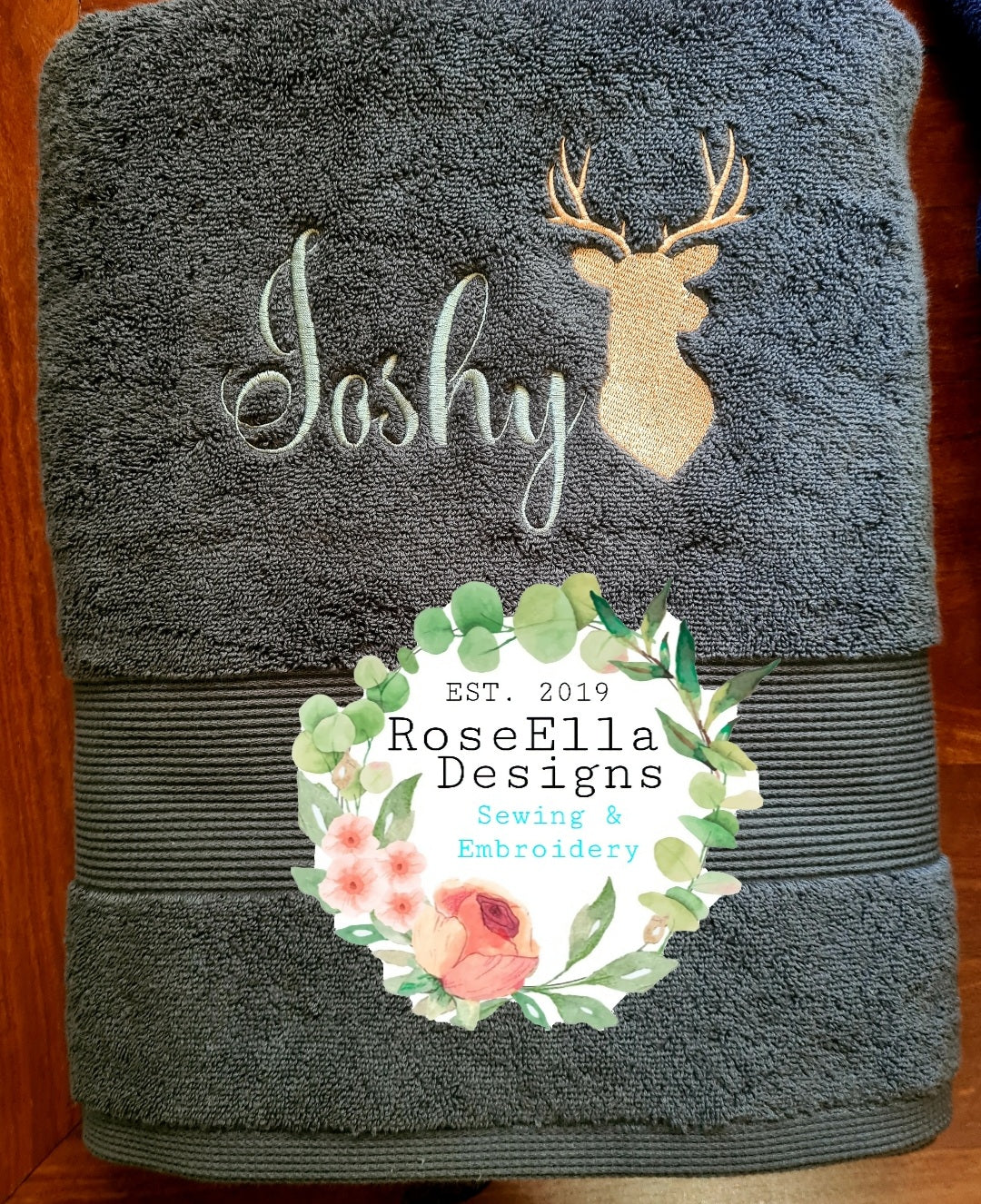 Personalised Embroidered Deer Head Bath Towel