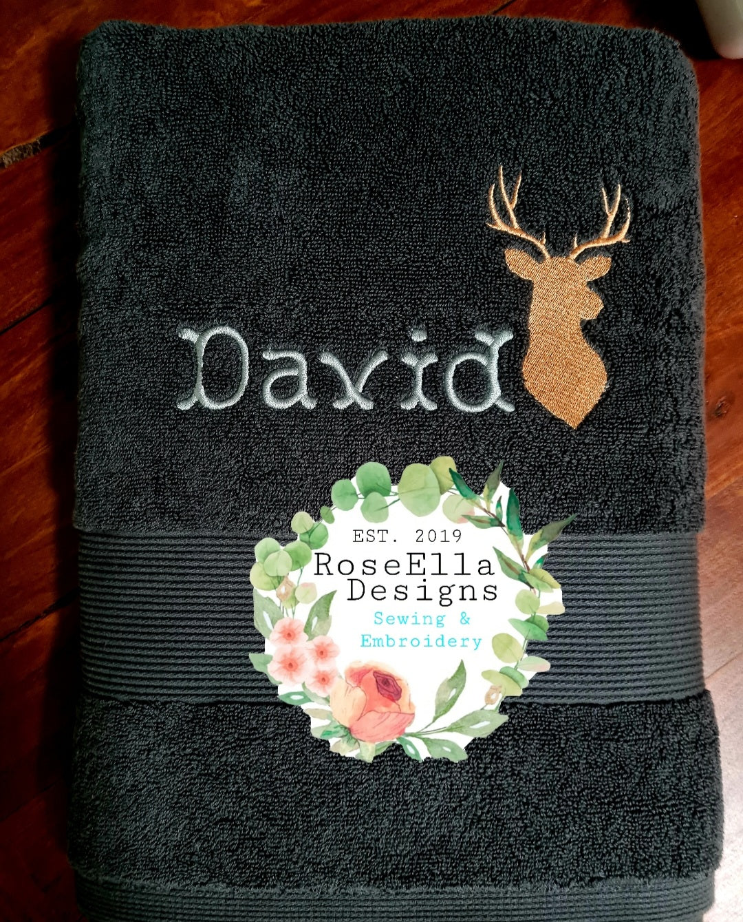 Personalised Embroidered Deer Head Bath Towel