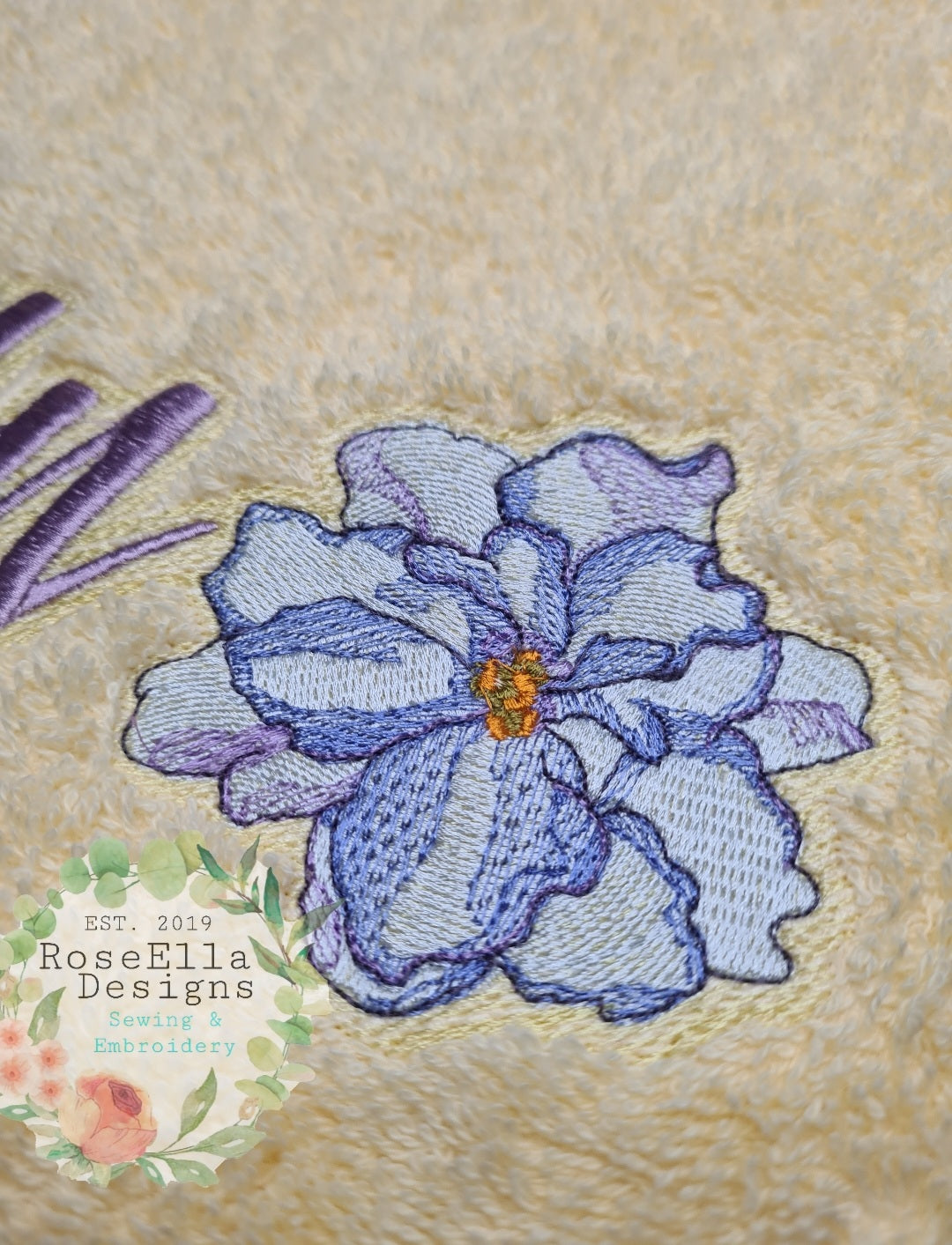 Personalised Embroidered African Violet Bath Towel