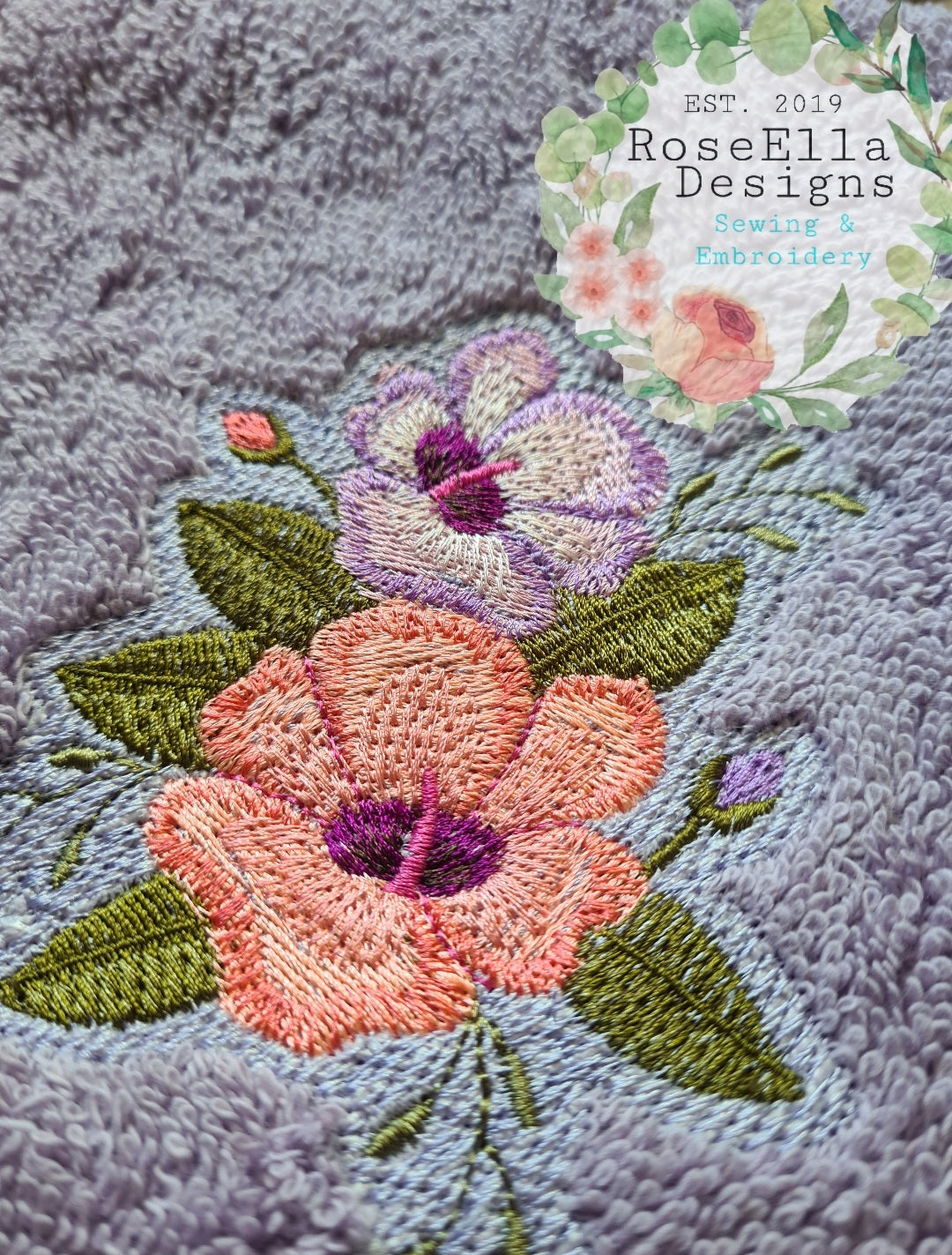 Personalised Embroidered Sturt's Dessert Rose Bath Towel