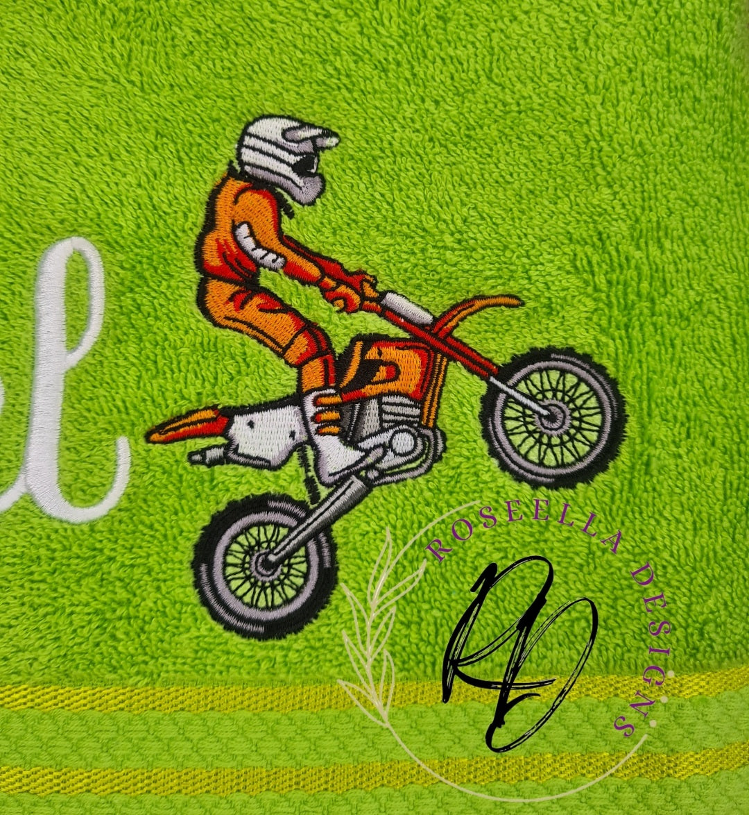 Personalised Embroidered Motocross Bath Towel