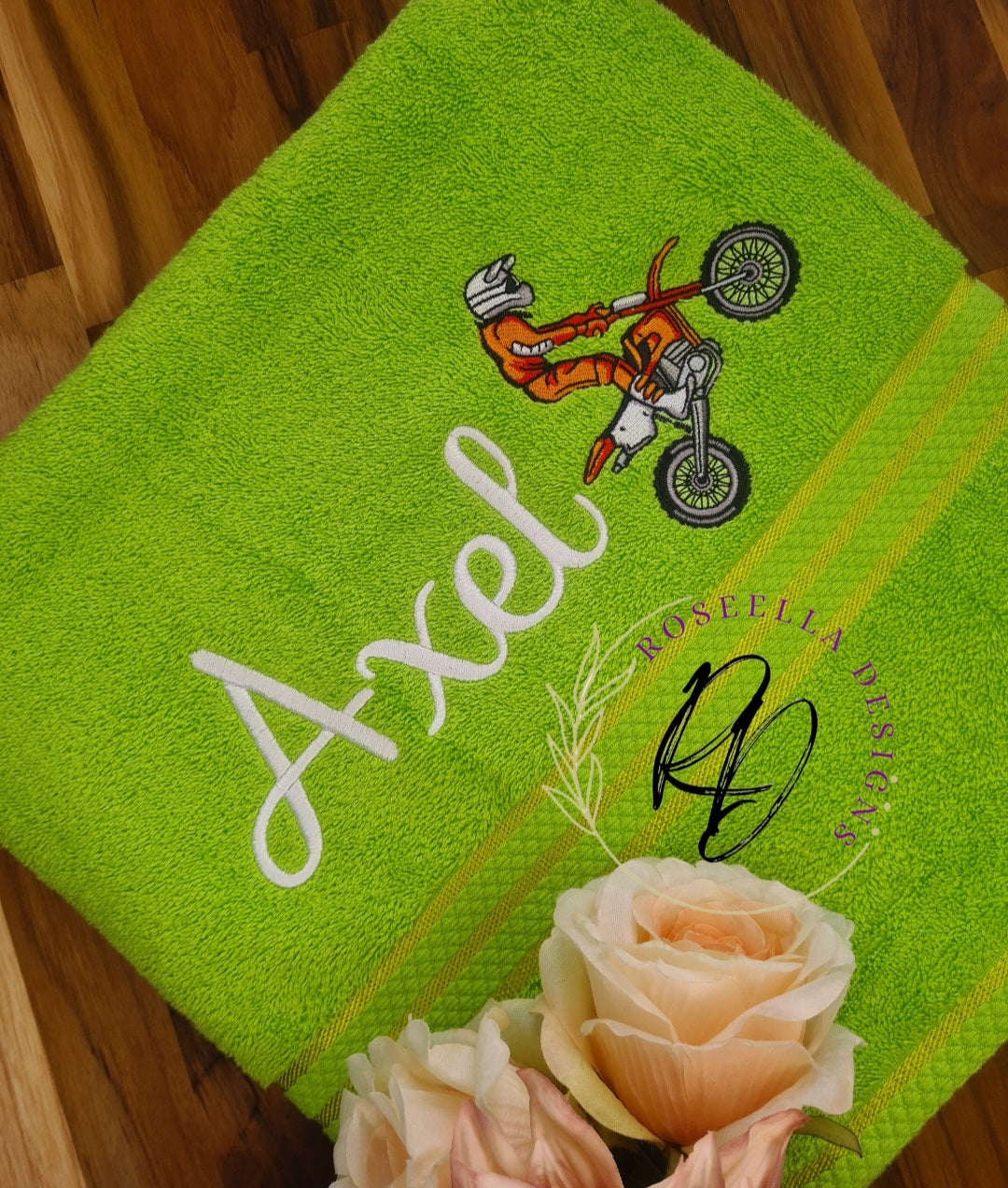 Personalised Embroidered Motocross Bath Towel