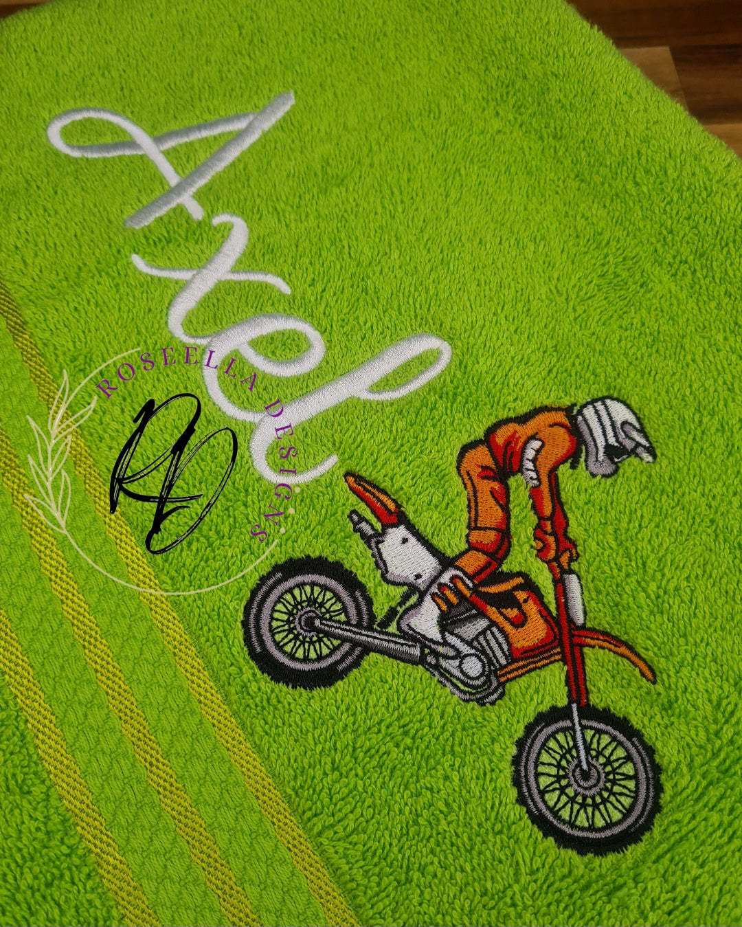Personalised Embroidered Motocross Bath Towel