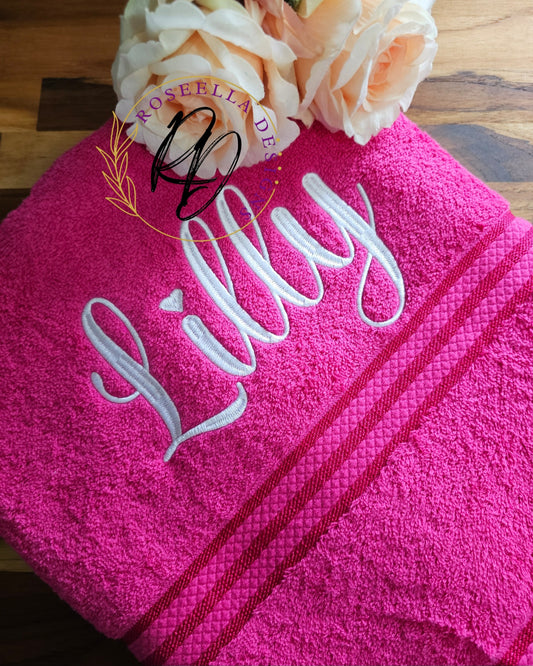 Personalised Embroidered Bath Towel NAME ONLY (15 Font Options)