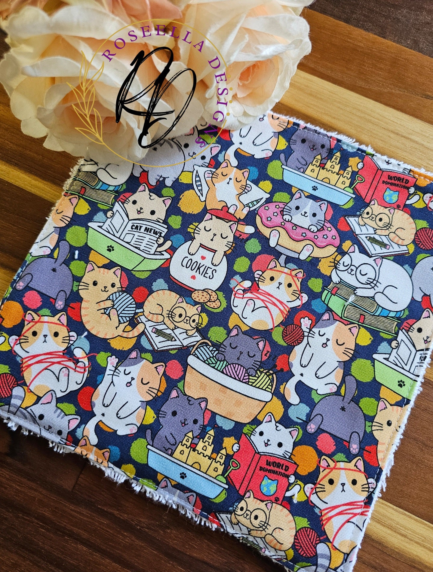 LARGE set of 3 Reusable "Kitty" Cleaning Cloths
