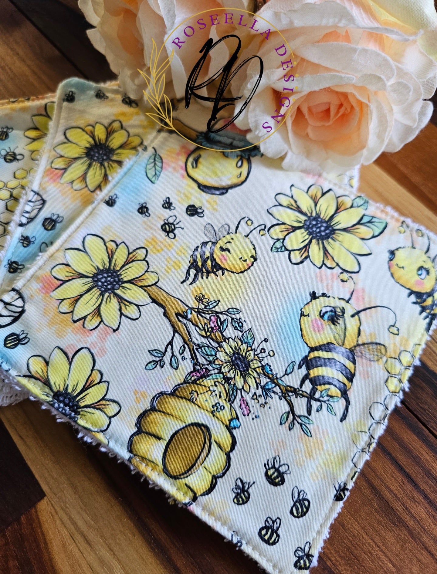MEDIUM set of 4 Reusable "Bee" Cleaning Cloths