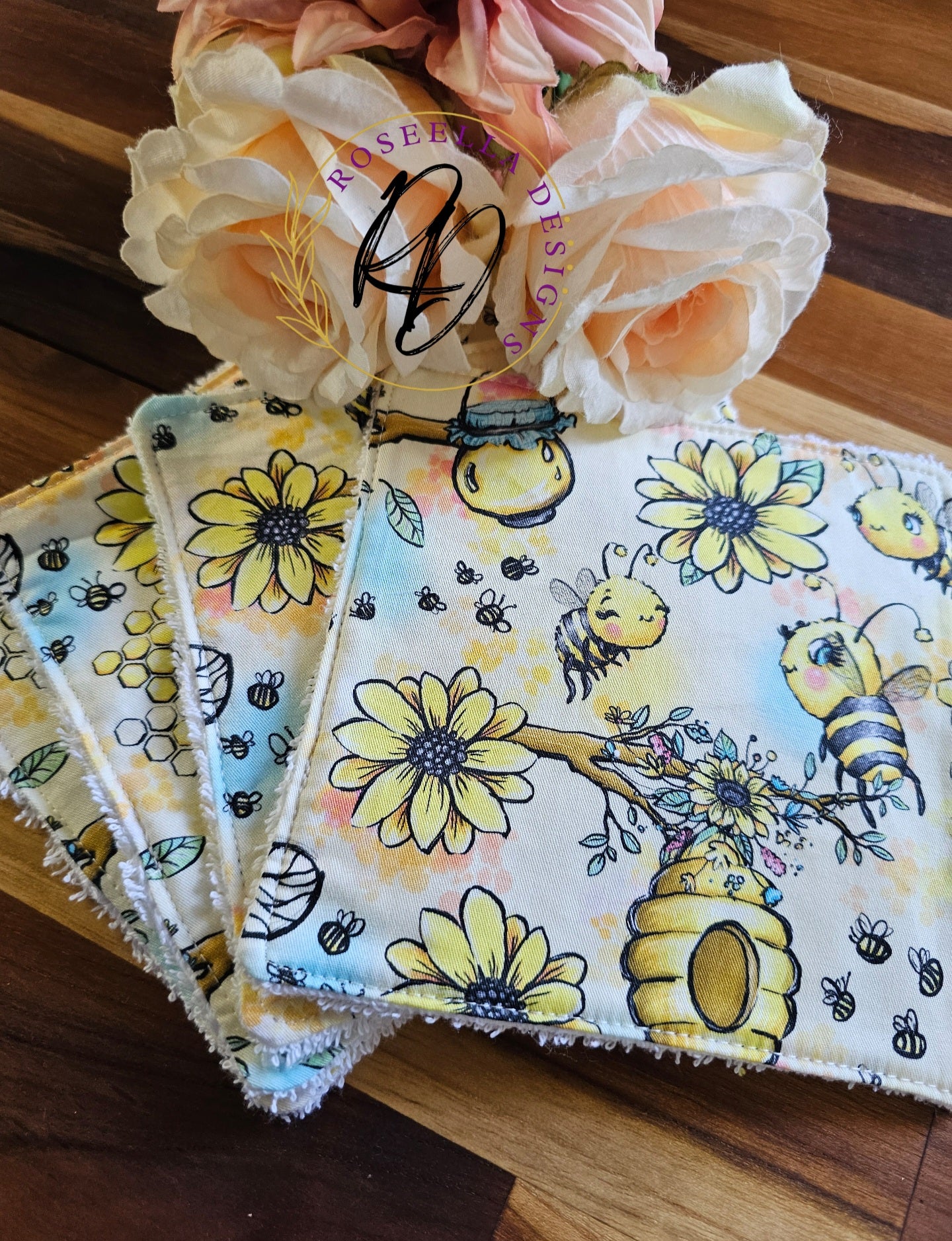 MEDIUM set of 4 Reusable "Bee" Cleaning Cloths