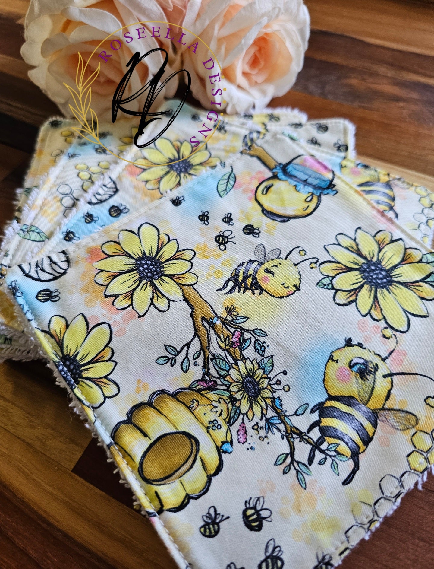 MEDIUM set of 4 Reusable "Bee" Cleaning Cloths