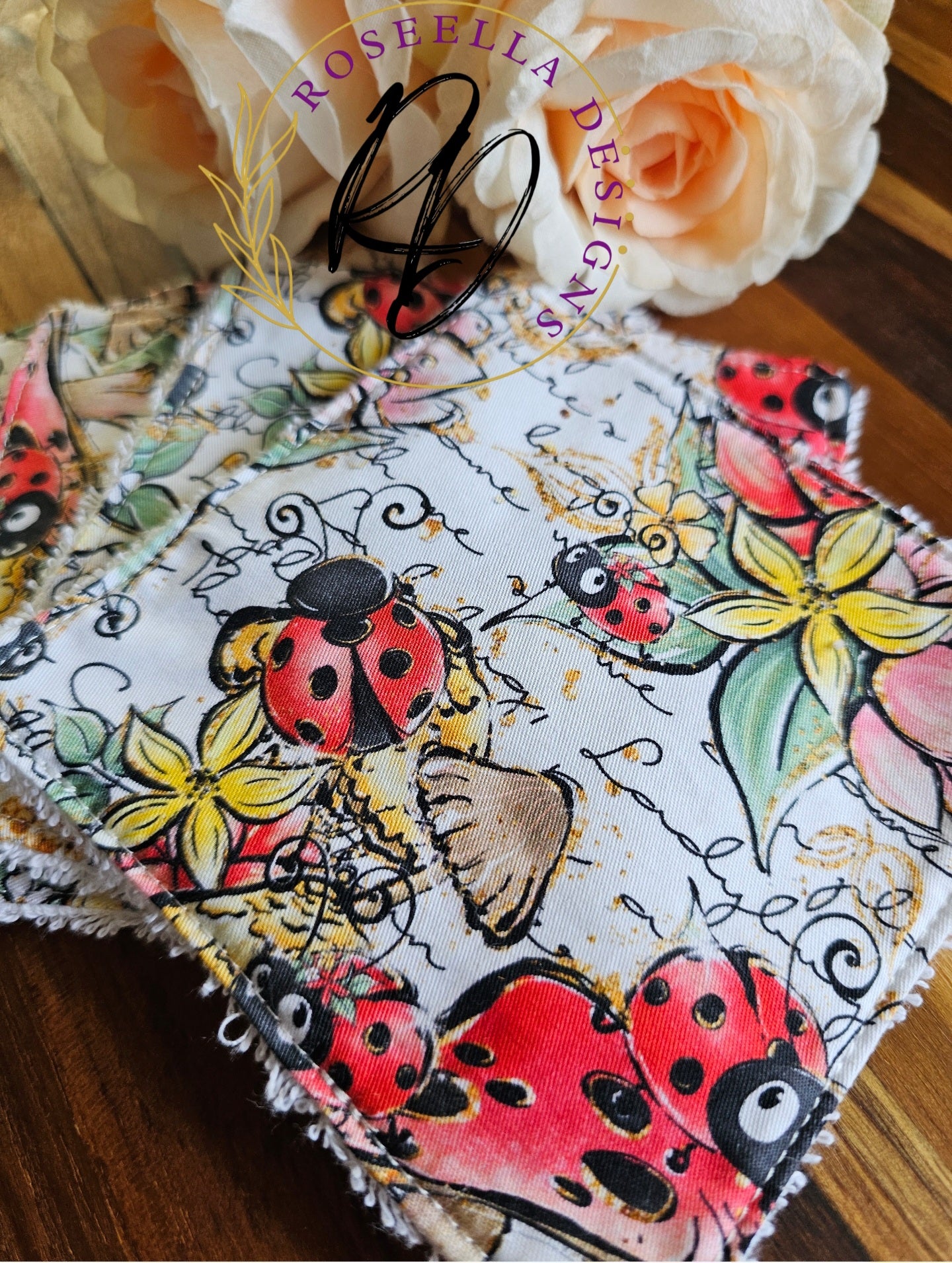 MEDIUM set of 4 Reusable "Ladybug" Cleaning Cloths