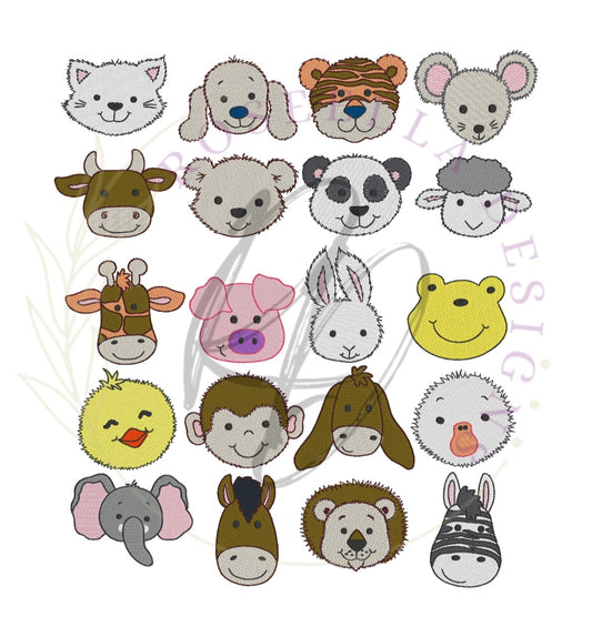 Personalised Embroidered Animal Heads Bath Towel (20 Design Options)
