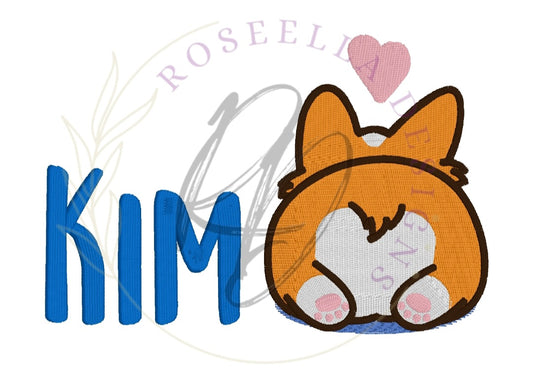 Personalised Embroidered Corgi Butt Bath Towel