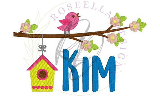 Personalised Embroidered Bird House Bath Towel