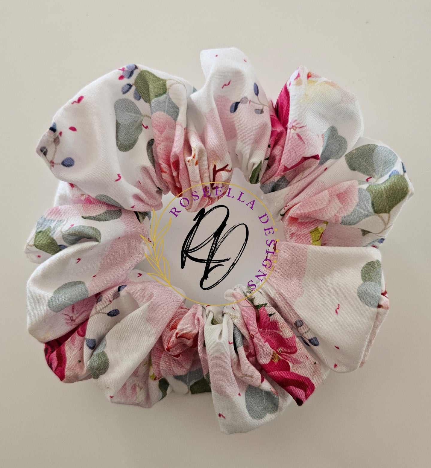 Pink Floral Scrunchie