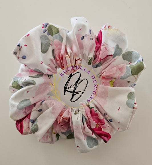 Pink Floral Scrunchie