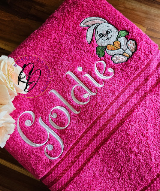 Personalised Embroidered Bunny Cuddle Bath Towel