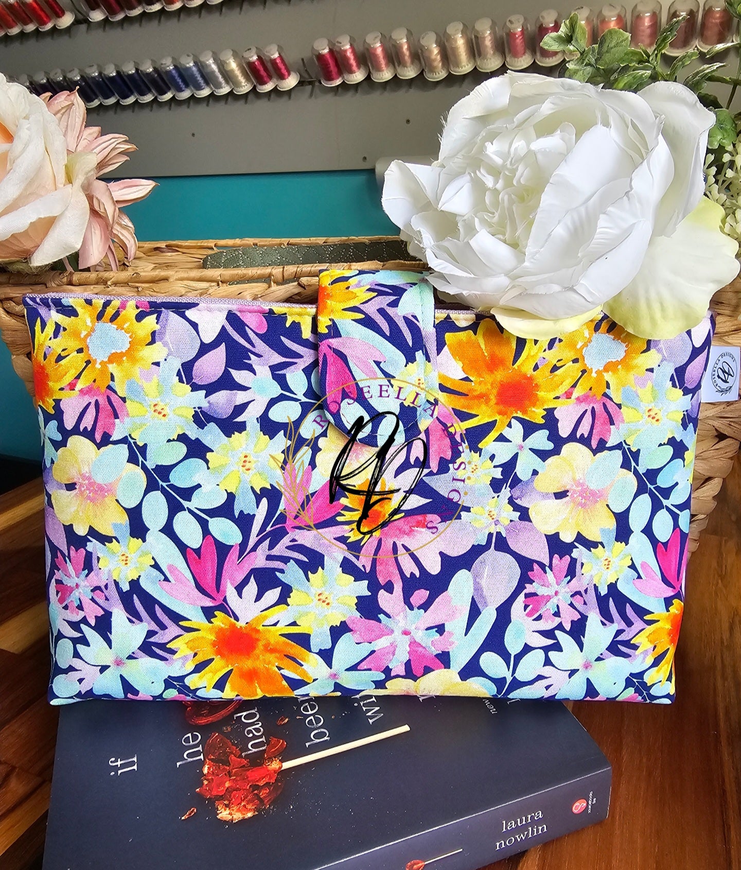 Book Sleeve Bright Floral  - Size Standard -
