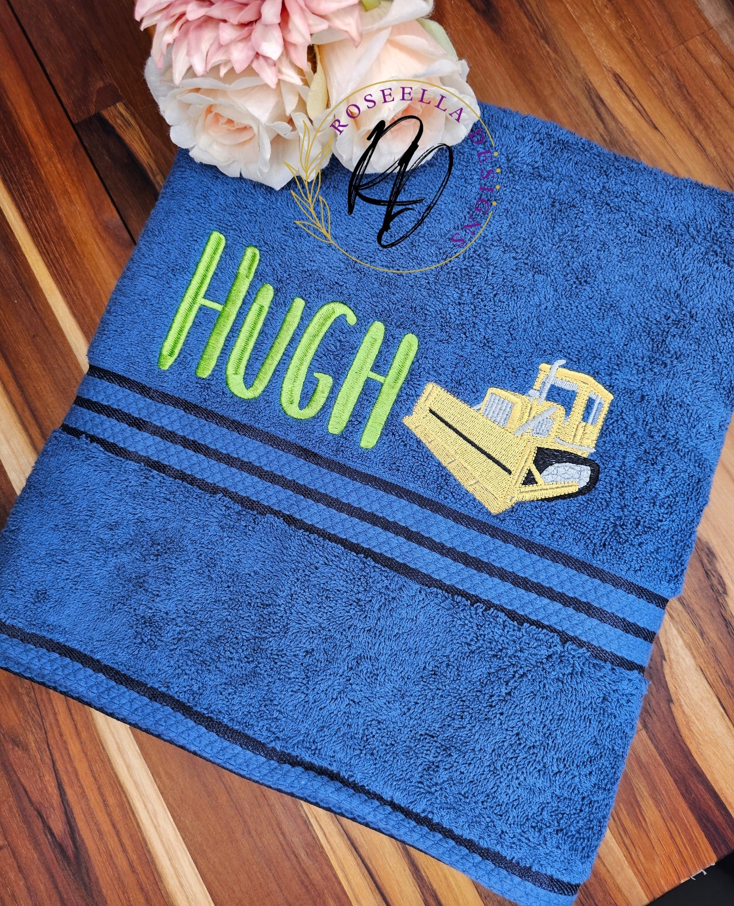 Personalised Embroidered Machinery Bath Towel (6 Design Options)
